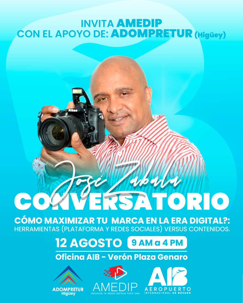 Bloguero de New York José Zabala dará conferencia digital en el Aeropuerto Internacional de Bávaro (AIB).