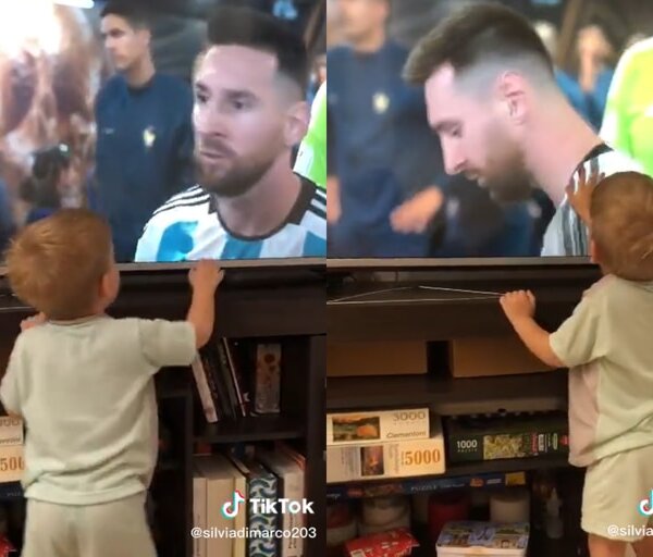 La increíble y viral reacción de un niño al ver a Lionel Messi en la pantalla de televisión: “¡Mirame!”