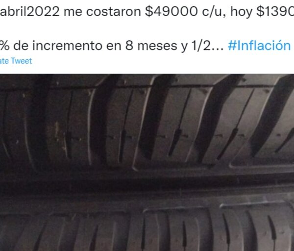 Compró una cubierta para la camioneta y sorprendió con el sobrecosto versus abril pasado