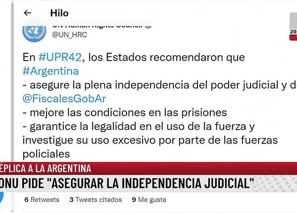 La ONU pide “asegurar la independencia judicial” en el país