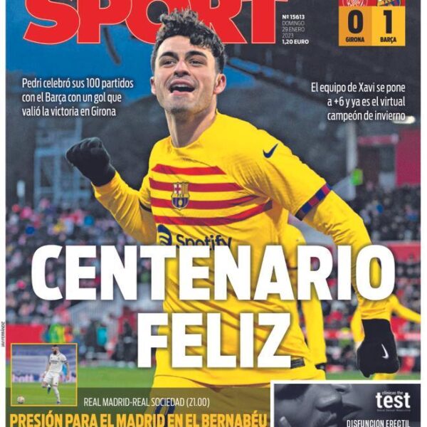 Esta es la portada SPORT de hoy, domingo 29 de enero