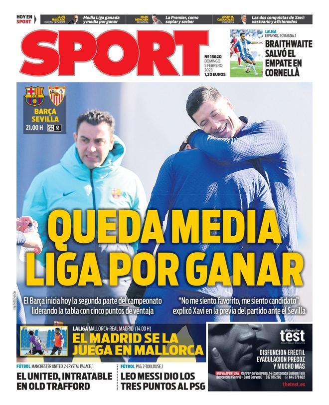 Esta es la portada SPORT, hoy domingo 5 de febrero de 2023