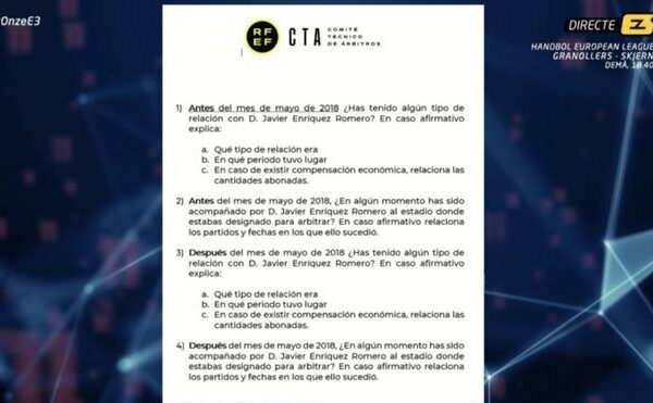 El CTA envía un cuestionario a los árbitros de LaLiga para ver su relación con el hijo de Enríquez Negreira
