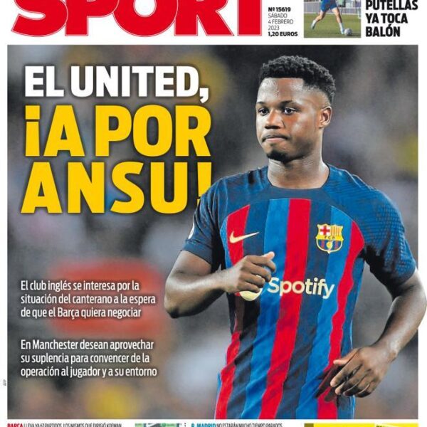 Esta es la portada SPORT, hoy sábado 4 de febrero de 2023