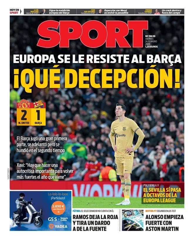 Esta es la portada de SPORT de hoy, viernes 24 de febrero