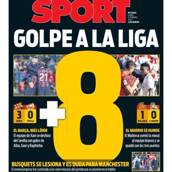 Esta es la portada SPORT, hoy lunes 6 de febrero de 2023