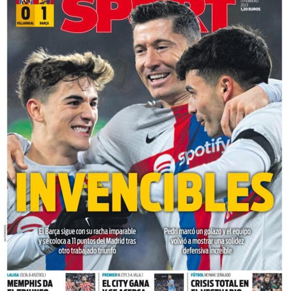 Esta es la portada de SPORT, hoy lunes 13 de febrero del 2023