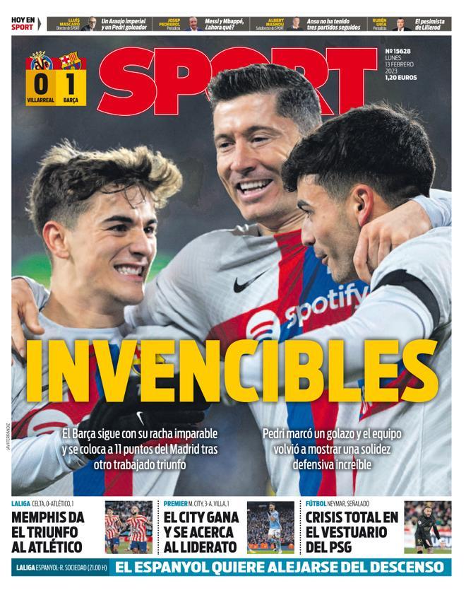 Esta es la portada de SPORT, hoy lunes 13 de febrero del 2023