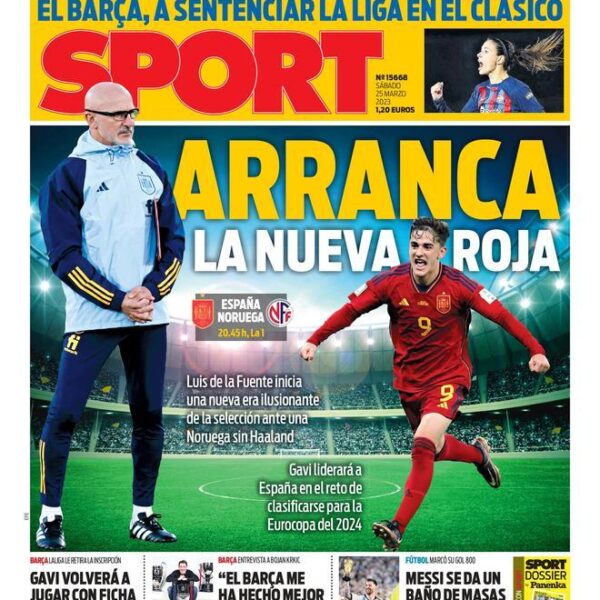 Esta es la portada de SPORT, hoy sábado 25 de marzo de 2023