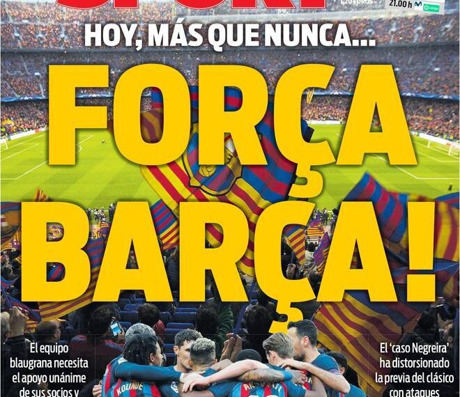 Esta es la portada SPORT del domingo 19 de marzo de 2023