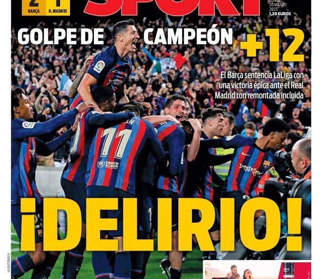 Esta es la portada de SPORT de hoy, lunes 20 de marzo de 2023