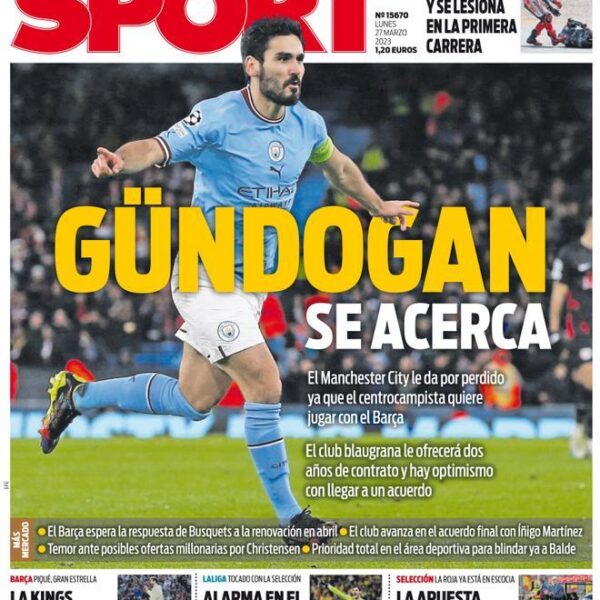 Esta es la portada de SPORT, hoy lunes 27 de diciembre de 2023