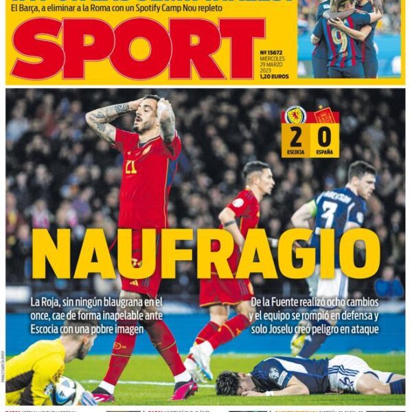 Esta es la portada de SPORT, hoy miércoles 29 de marzo de 2023