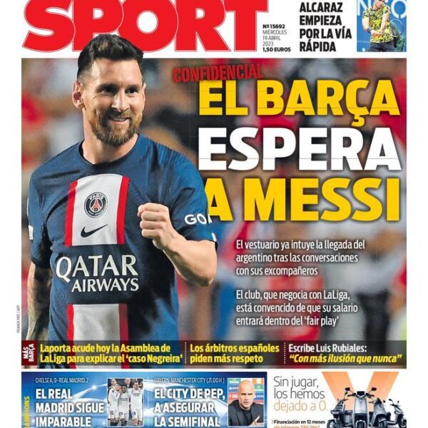 Esta es la portada SPORT de hoy, miércoles 19 de abril de 2023