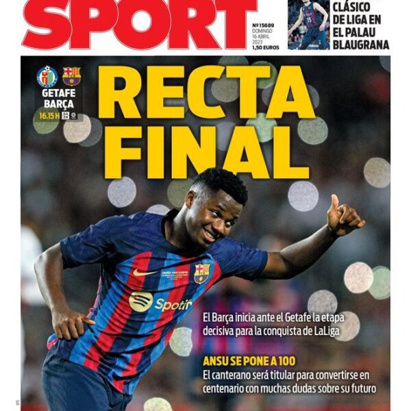 Esta es la portada SPORT de hoy, domingo 16 de abril de 2023