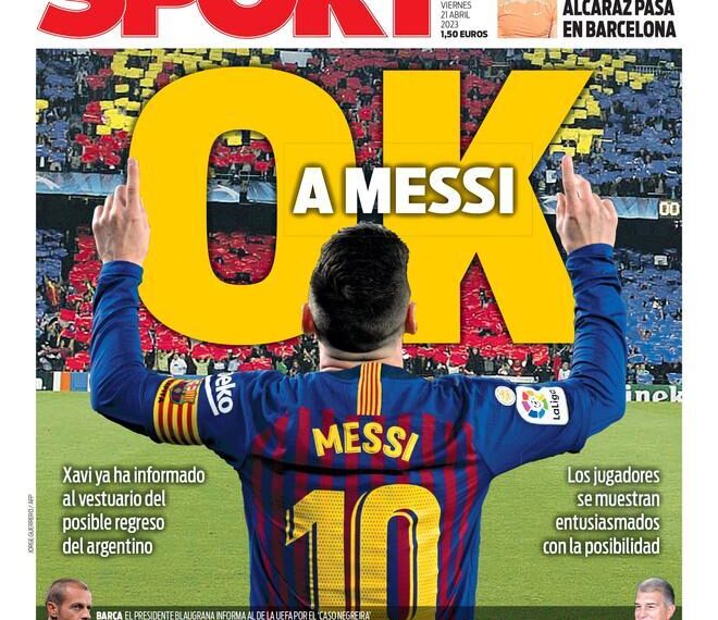 Esta es la portada SPORT, de hoy viernes 21 de abril de 2023