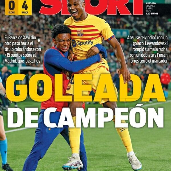 Esta es la portada de SPORT, hoy domingo 2 de abril de 2023