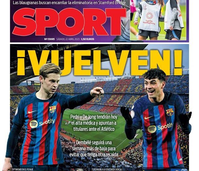 Esta es la portada SPORT, de hoy sábado 22 de abril de 2023