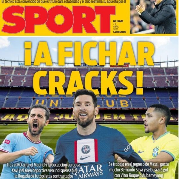 Esta es la portada de SPORT de hoy, viernes 7 de abril de 2023